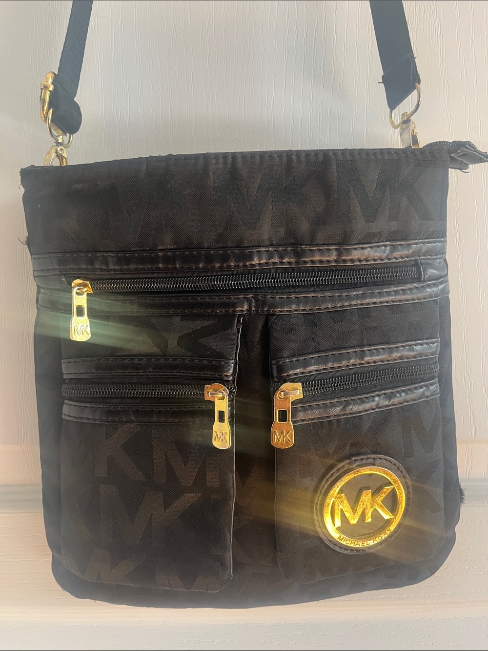 Michael Kors Black Crossbody Messenger with Gold Accents - Picture 2 of 8